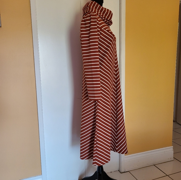 Vintage 1970s Original tags striped cowl casual dress brown white m medium 8 10 - Picture 4 of 9